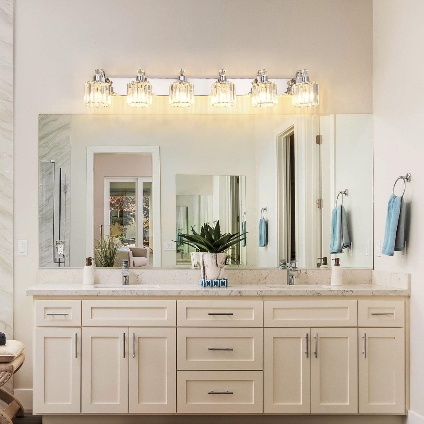 Modern Crystal Bathroom Vanity Lights Dimmable Wall Sconces