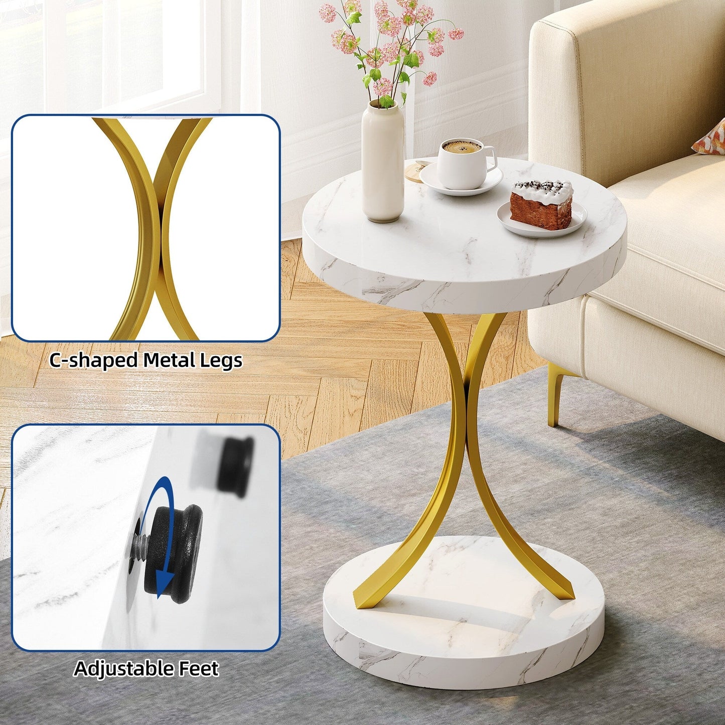 Modern Gold Console Sofa Table with Marbling Top for Entryway Hallway