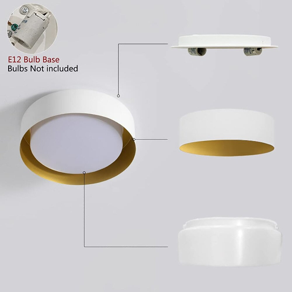 Modern Minimalist 2/3/5-Lights Metal Shaded Drum Flush Mount Ceiling Light