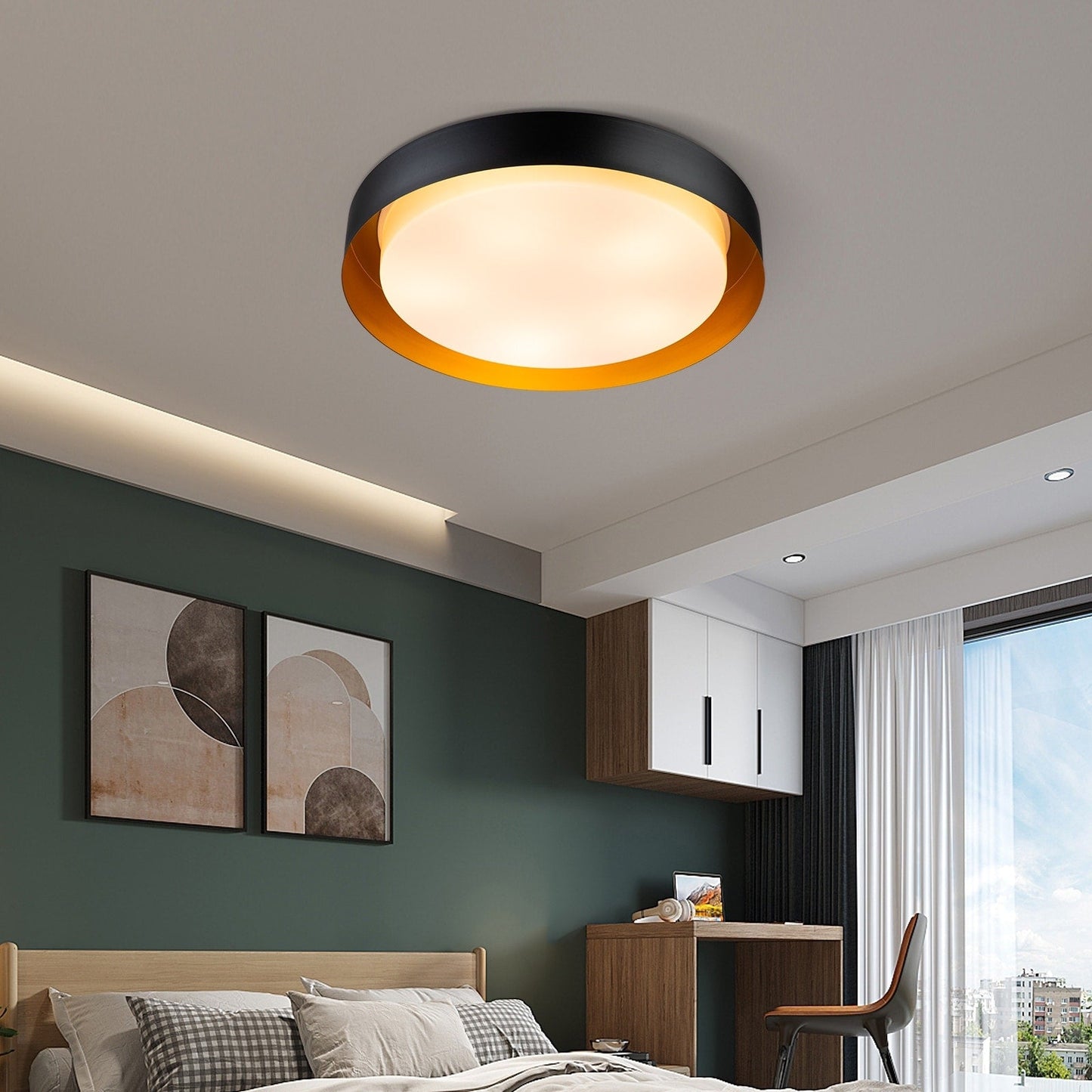 Modern Minimalist 2/3/5-Lights Metal Shaded Drum Flush Mount Ceiling Light