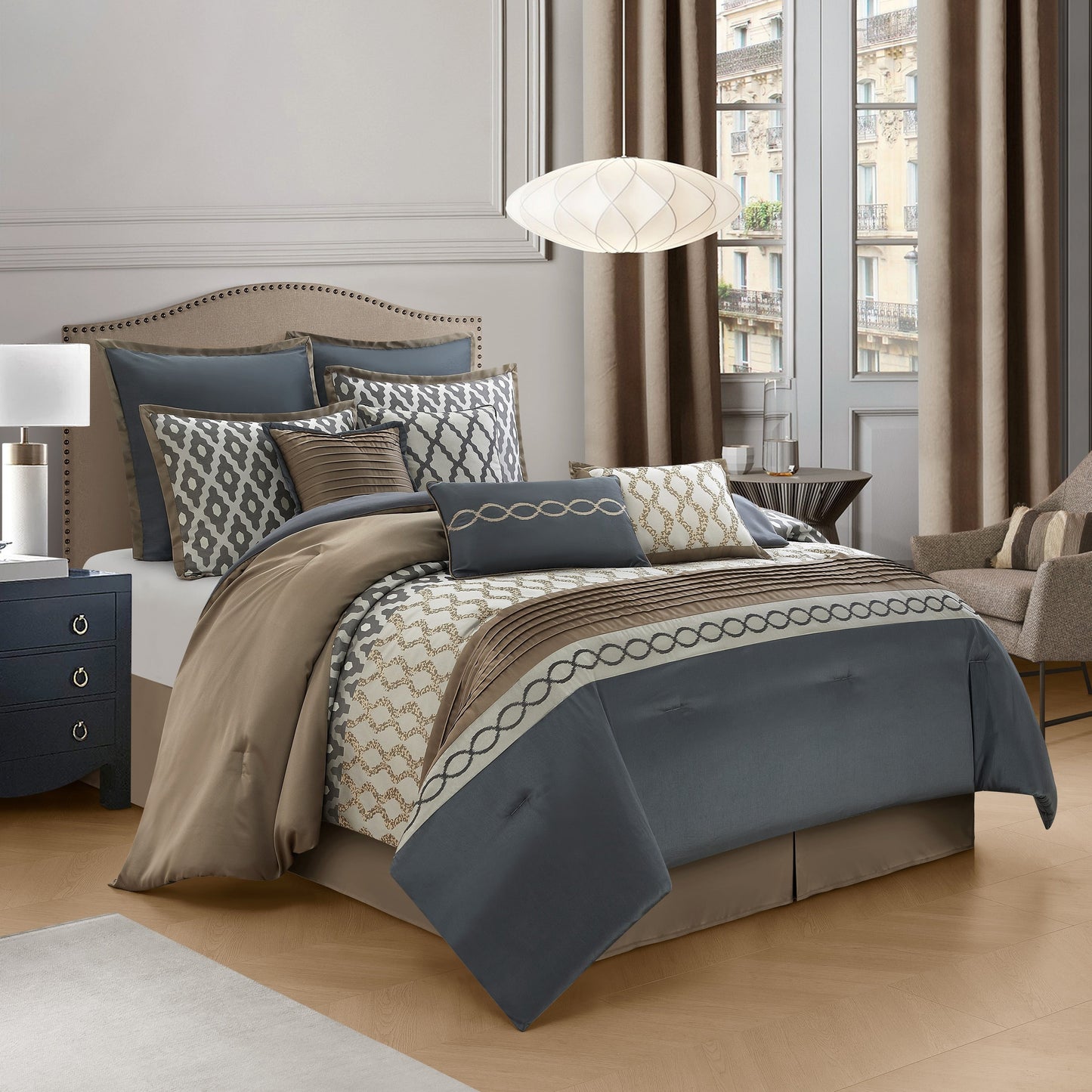 Nanshing Calvin Luxury10-Piece Geometric Comforter Set