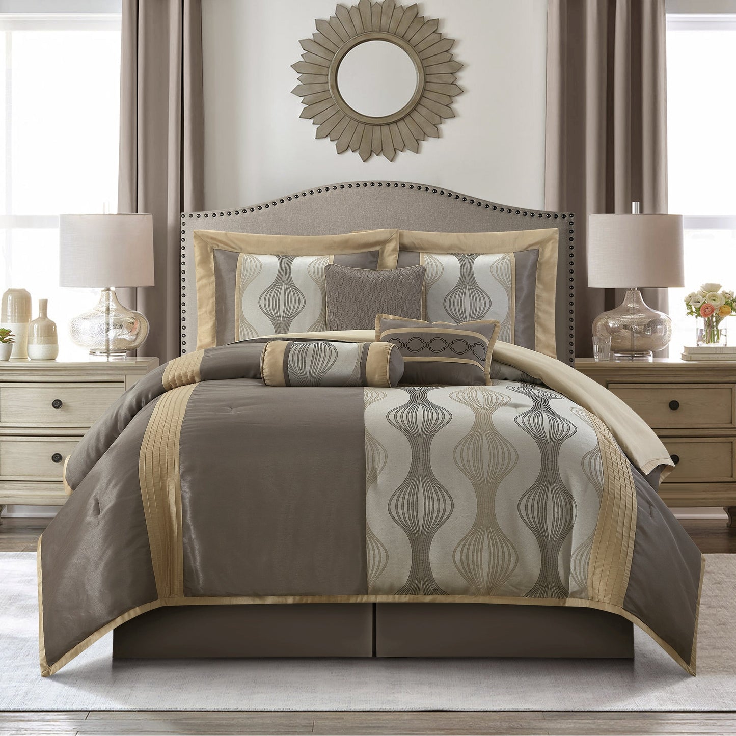 Nanshing Daniella 7-Piece Modern Geometric Comforter Set