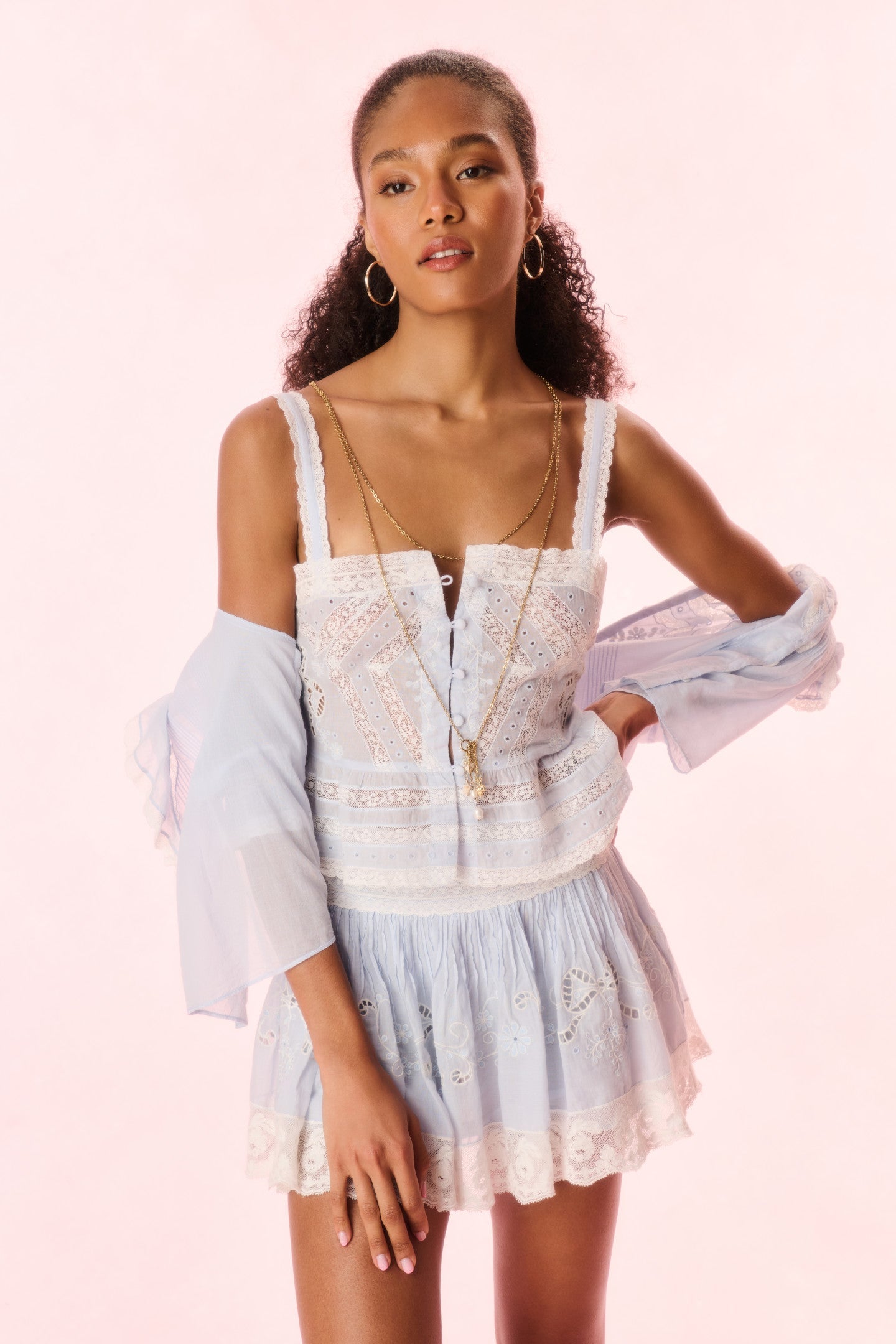 Haut brodé en coton Pruitt