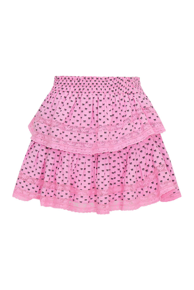 Mini-jupe à volants et nœud en coton