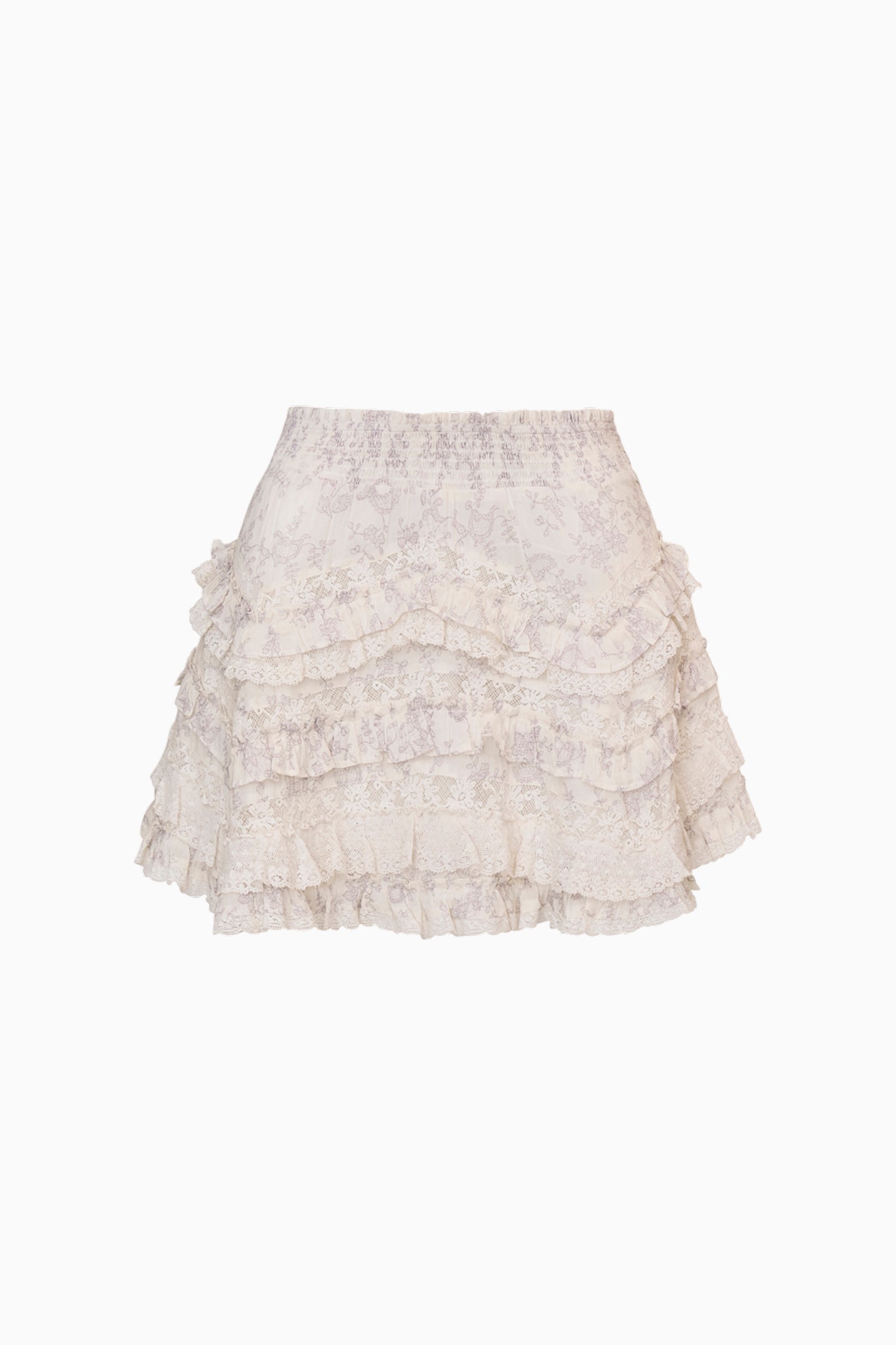 Mini-jupe en coton imprimé dentelle Serevina