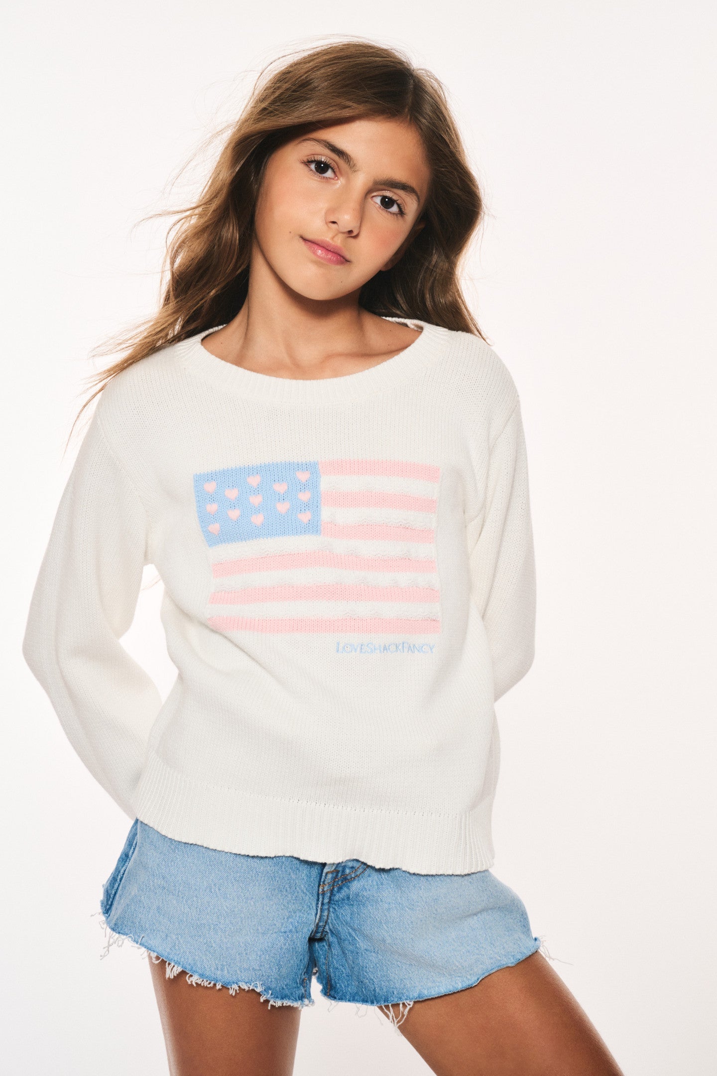 Pull Viennetta en coton à motif drapeau pour fille - IVORY DREAMS