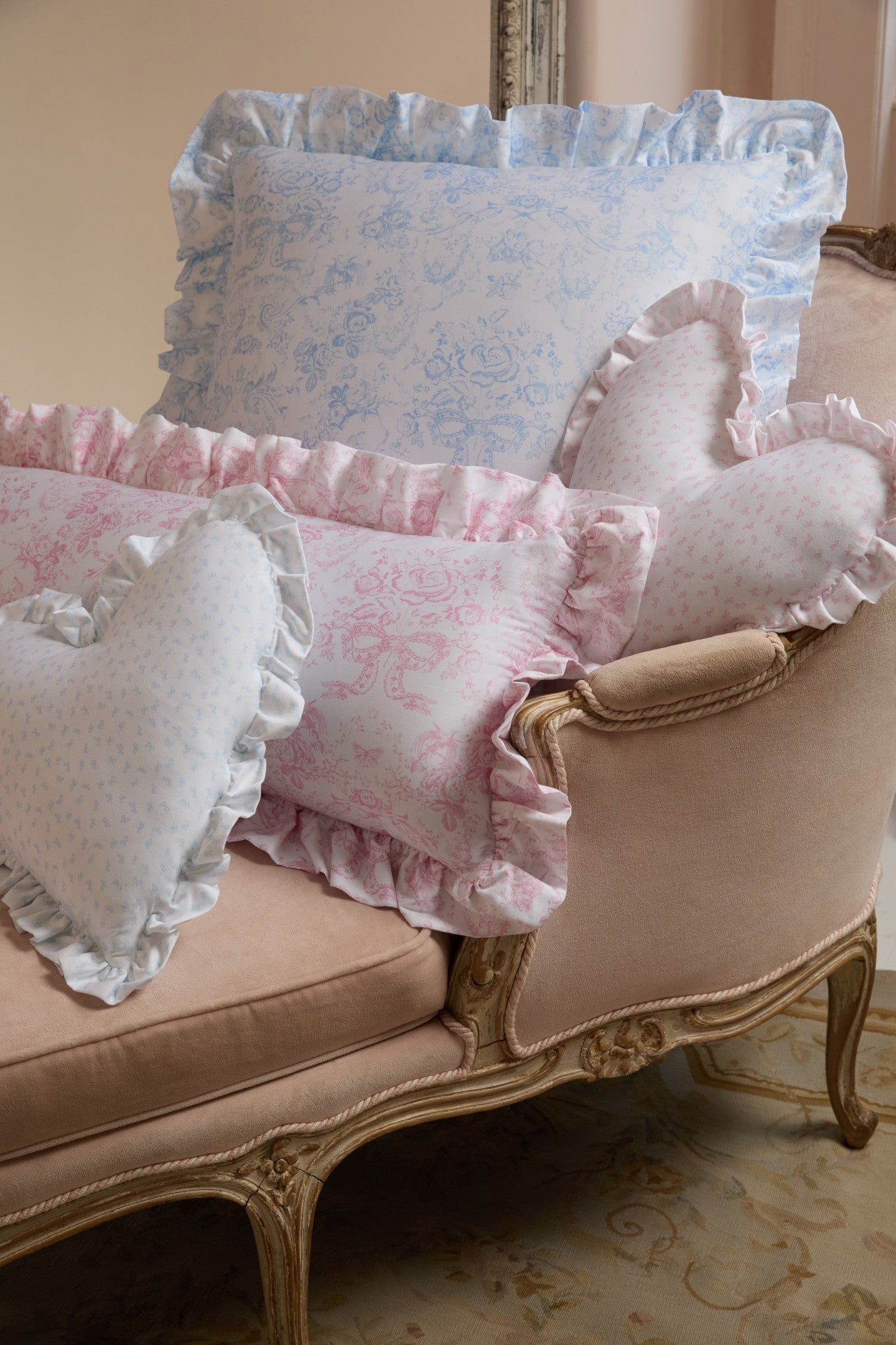 Coussin à volants - NANTUCKET BLUE