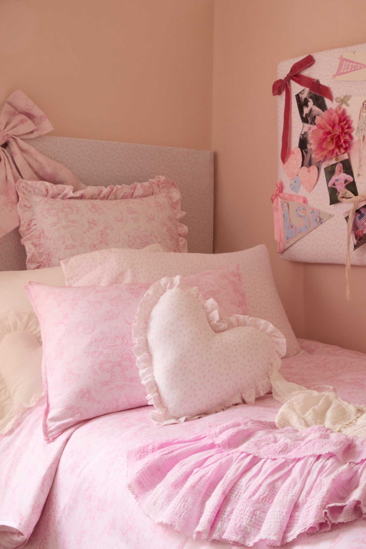 Parure housse de couette et taies d'oreiller à motif floral - PINK DREAM