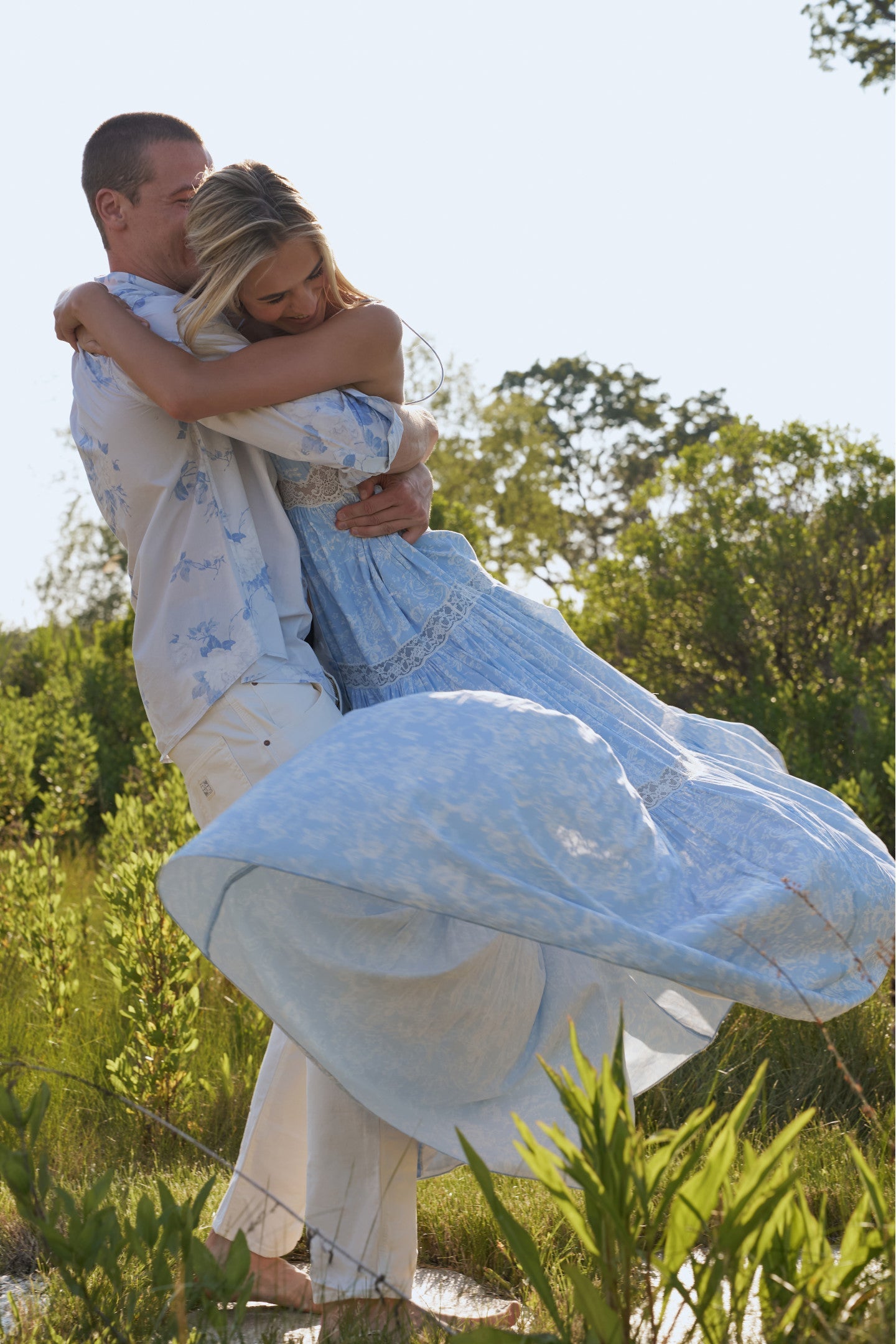 Chemise unisexe en coton Hudley - Bleu murmure