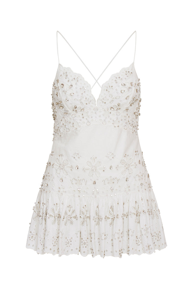 Mini-robe en coton à strass Catana