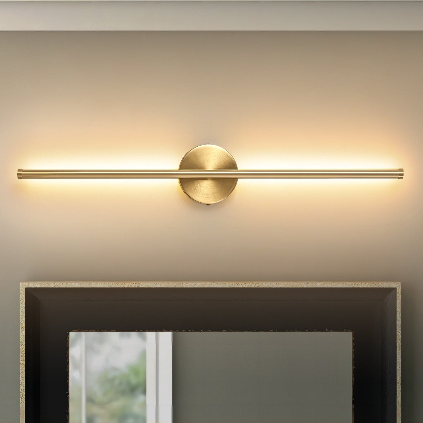 1-Light Black/ Gold/ Nickel Modern Long Linear Strip Wall Sconce Dimmable LED Bathroom Vanity Light