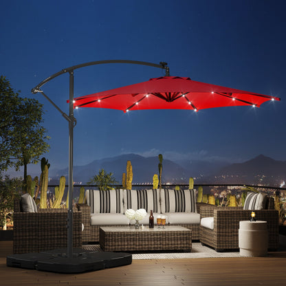 Parasol de terrasse éclairé à énergie solaire de 3 m avec pied