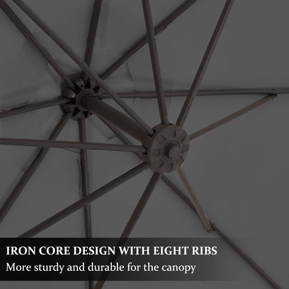 10ft Steel Crank Lift Hanging Offset Cantilever Umbrella