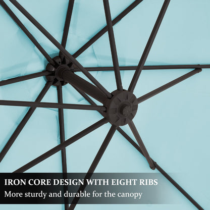 10ft Steel Crank Lift Hanging Offset Cantilever Umbrella