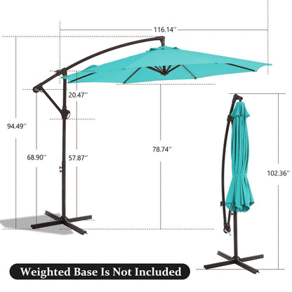 10ft Steel Crank Lift Hanging Offset Cantilever Umbrella
