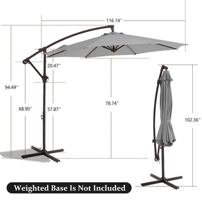 10ft Steel Crank Lift Hanging Offset Cantilever Umbrella