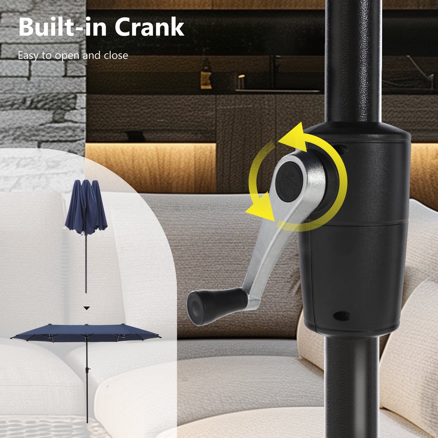 MAISON ARTS 13ft Double -Sided Patio Umbrella Extra Large with Crank