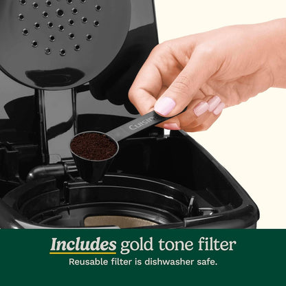 Cafetière programmable 14 tasses, carafe en verre, réglage de l'intensité de l'infusion, réglage de 1 à 4 tasses, acier inoxydable noir