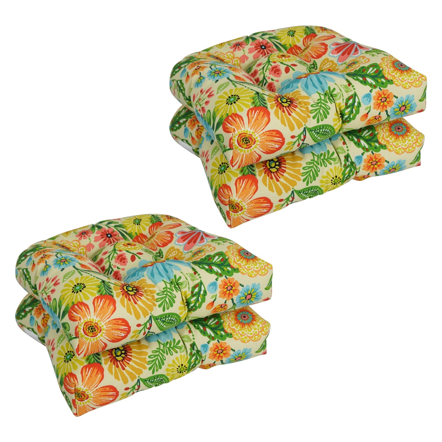 19-inch Rounded Back Indoor/Outdoor Chair Cushions (Set of 4) - 19 x 19