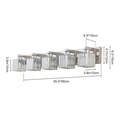 2/3/4/5 Light Bathroom Vanity Light Wall Sconce with Crystal Shade