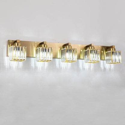 2/3/4/5 Light Bathroom Vanity Light Wall Sconce with Crystal Shade