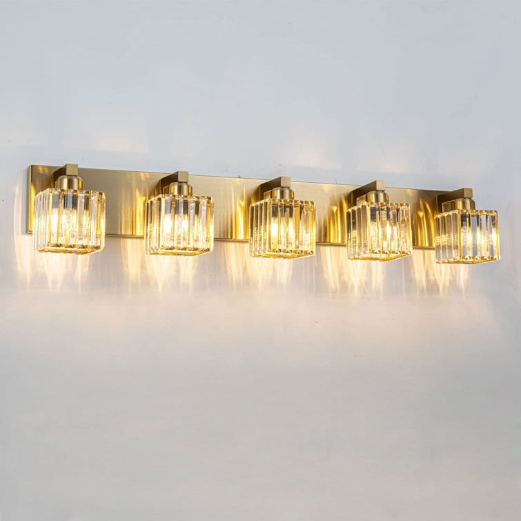 2/3/4/5 Light Bathroom Vanity Light Wall Sconce with Crystal Shade
