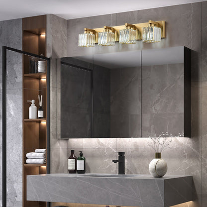 2/3/4/5 Light Bathroom Vanity Light Wall Sconce with Crystal Shade