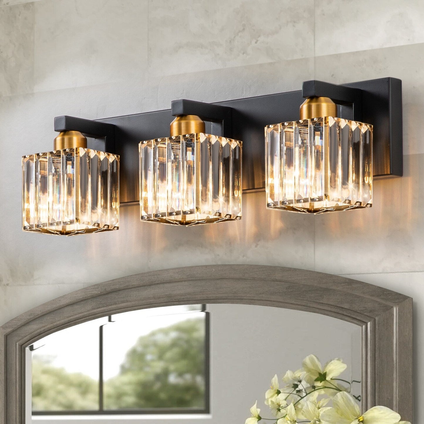 2/3/4/5 Light Bathroom Vanity Light Wall Sconce with Crystal Shade