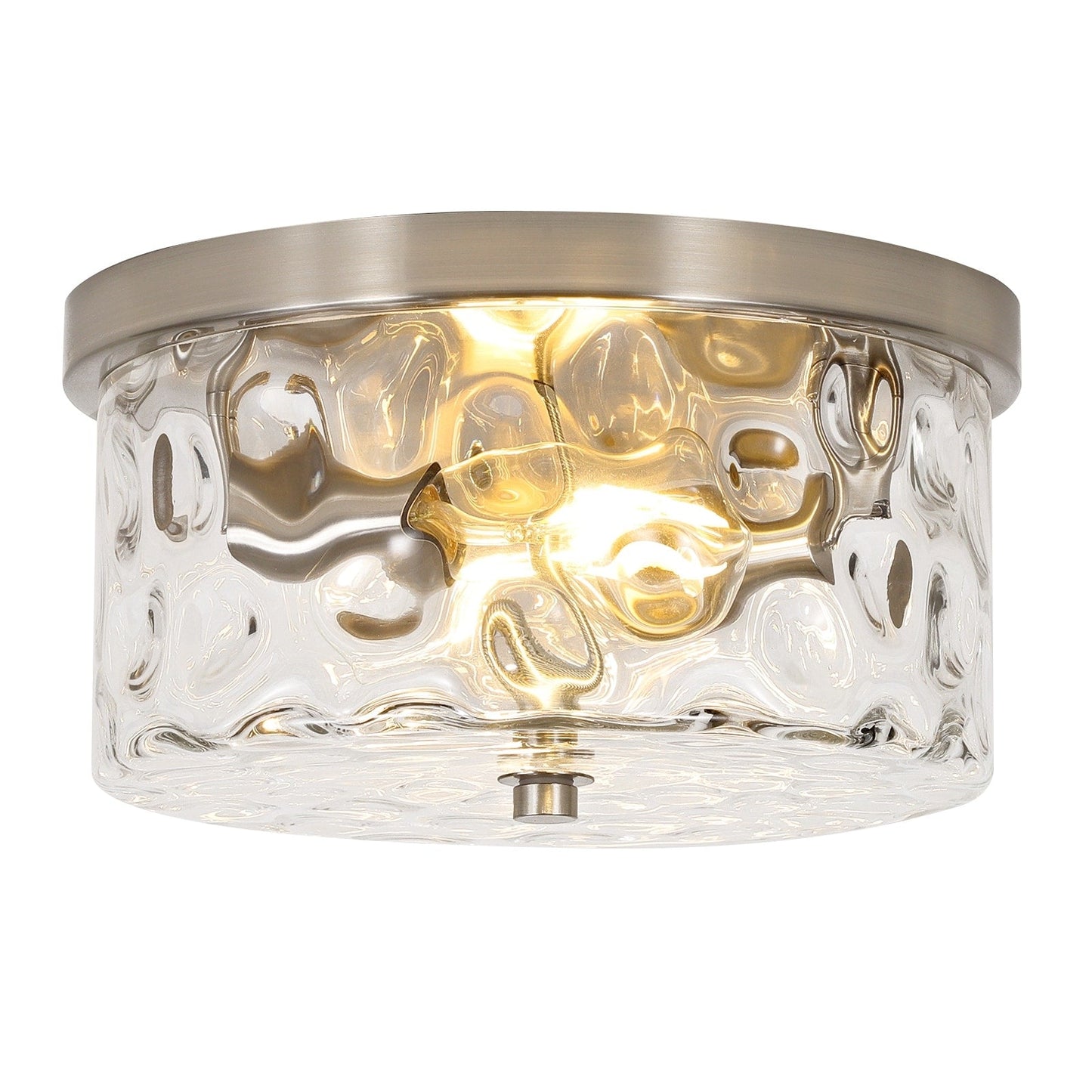 2-Light Flush Mount Ceiling Light with Clear Hammered Glass