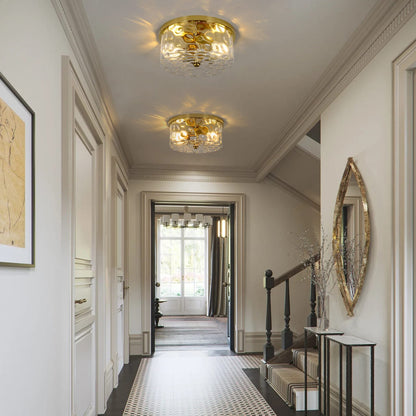 2-Light Flush Mount Ceiling Light with Clear Hammered Glass