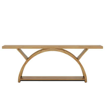 Console étroite à 2 niveaux avec cadre semi-circulaire pour entrée, tables d'appoint de couloir grises