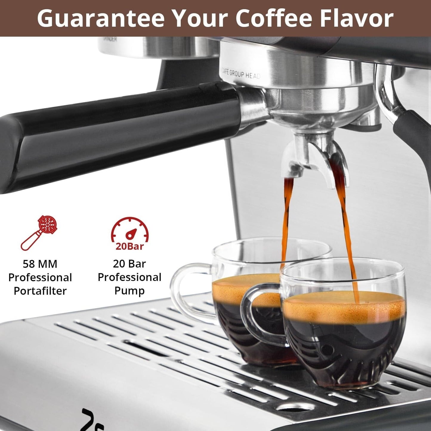 Cafetière expresso automatique 20 bars avec mousseur à lait pour barista amateur