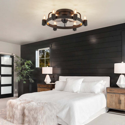 Ventilateur de plafond moderne de style ferme de 20 po, éclairage LED discret à encastrer avec télécommande pour salon