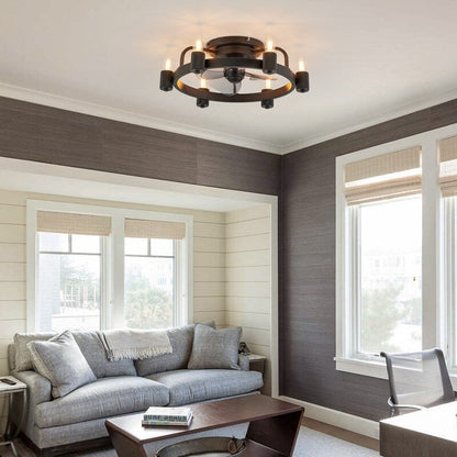 Ventilateur de plafond moderne de style ferme de 20 po, éclairage LED discret à encastrer avec télécommande pour salon