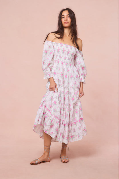 Robe mi-longue fleurie en coton Rigby