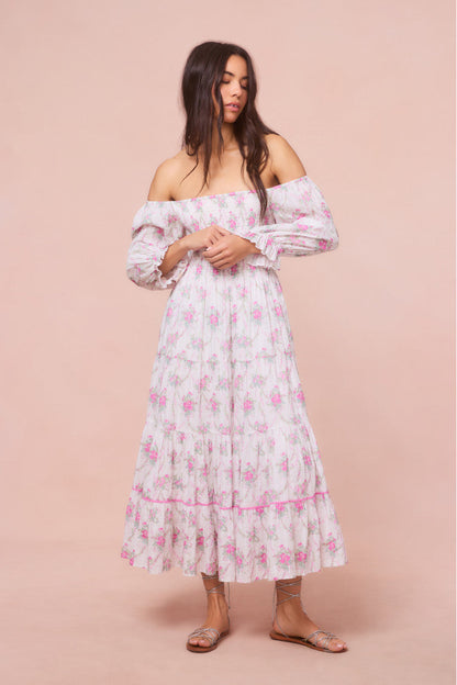 Robe mi-longue fleurie en coton Rigby