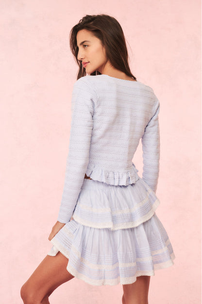 Cardigan en maille pointelle Rogan - MORNING SKY