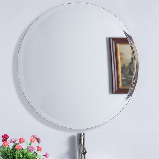 Miroir de salle de bain rond sans cadre de 22 po - Verre miroir - 22 po