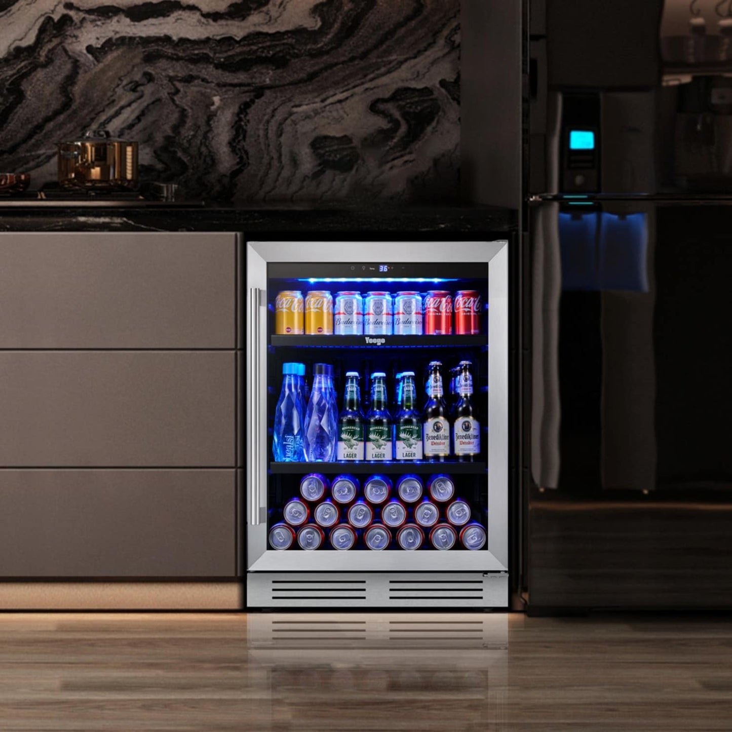 Réfrigérateur à boissons de 24 pouces, 140 canettes, pour boissons gazeuses et vins - 24 pouces