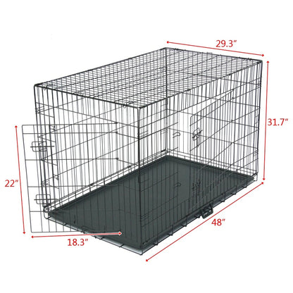 24 to 48 Pet Kennel Cat Dog Folding Steel Crate Animal Playpen Wire Metal