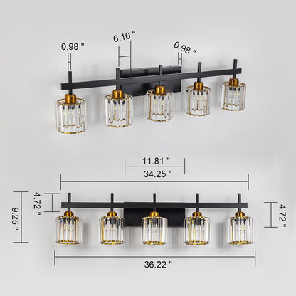 3/4/5-Light Modern Dimmable Crystal Bathroom Vanity Lights Fixtures Over Mirror