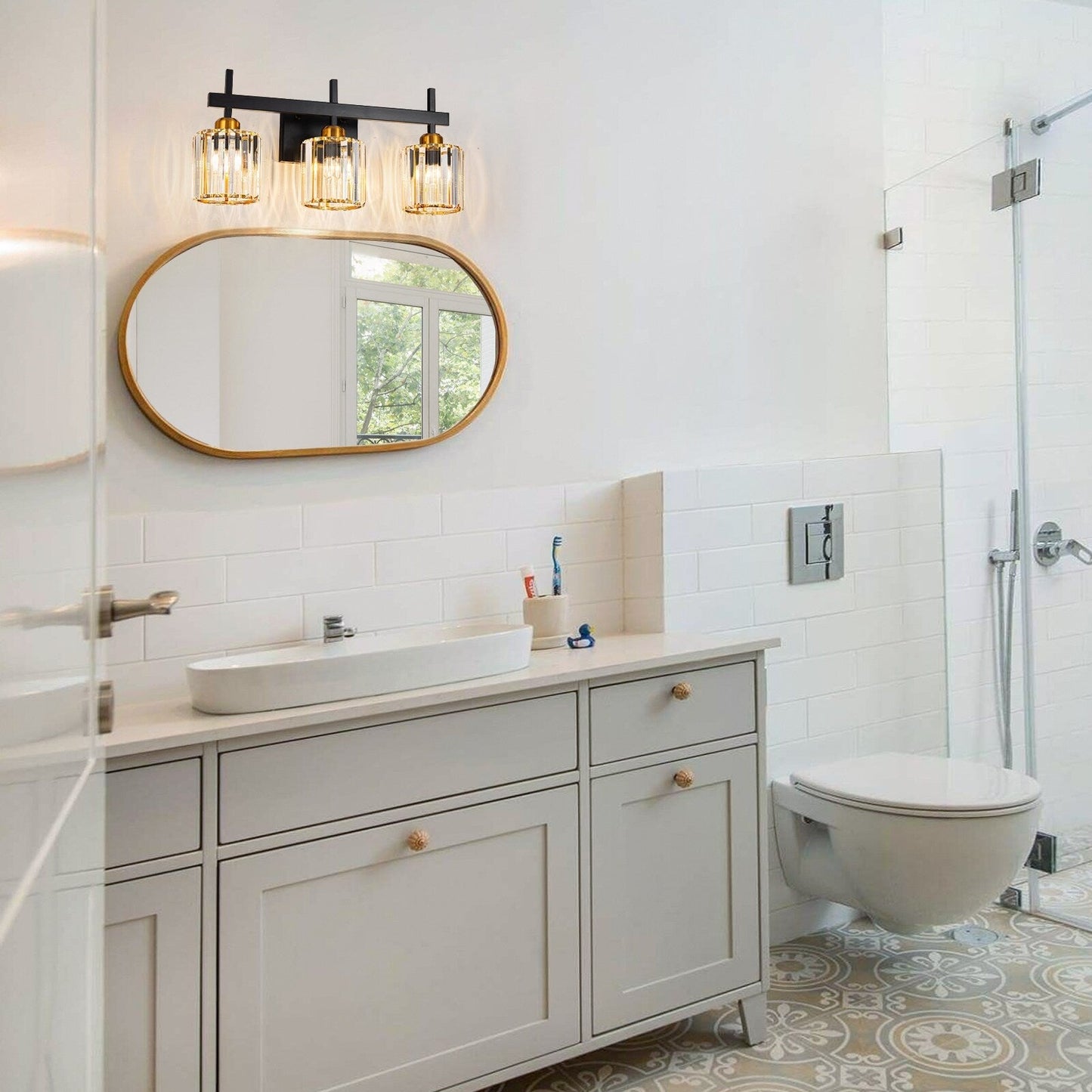 3/4/5-Light Modern Dimmable Crystal Bathroom Vanity Lights Fixtures Over Mirror