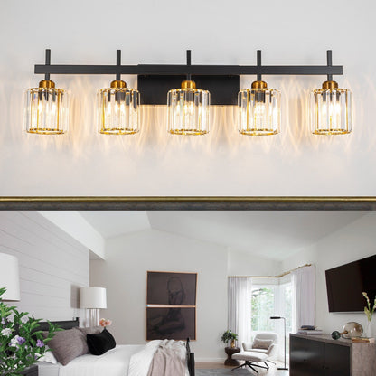 3/4/5-Light Modern Dimmable Crystal Bathroom Vanity Lights Fixtures Over Mirror