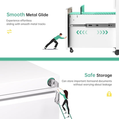 3 Drawer Metal Locking File Cabinet for Home Office, Rolling Cabinet Fully Assembled