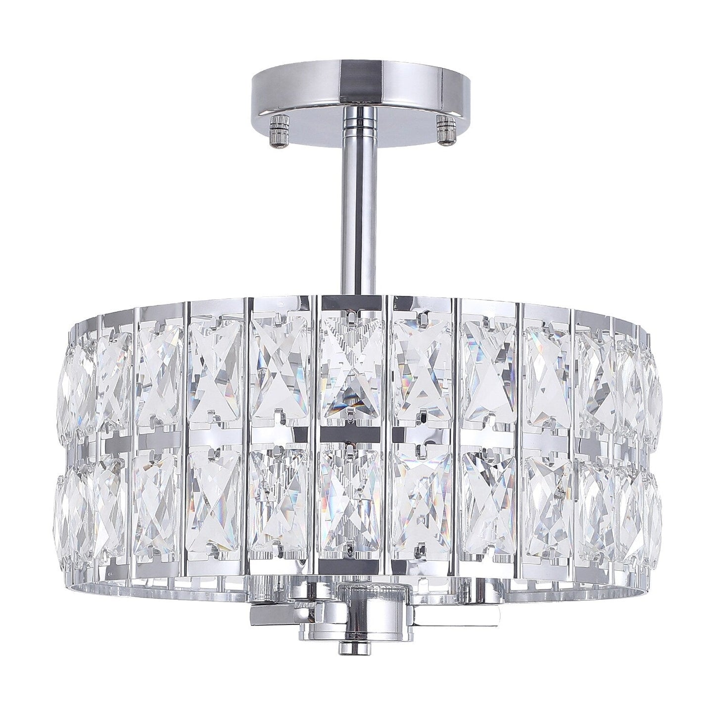 3-Light Crystal Semi Flush Mount Lights for Living Room Hallway