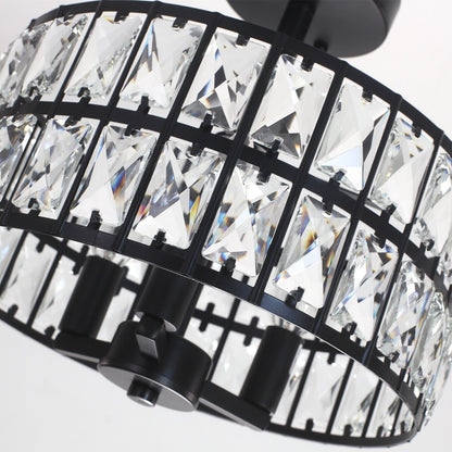 3-Light Crystal Semi Flush Mount Lights for Living Room Hallway