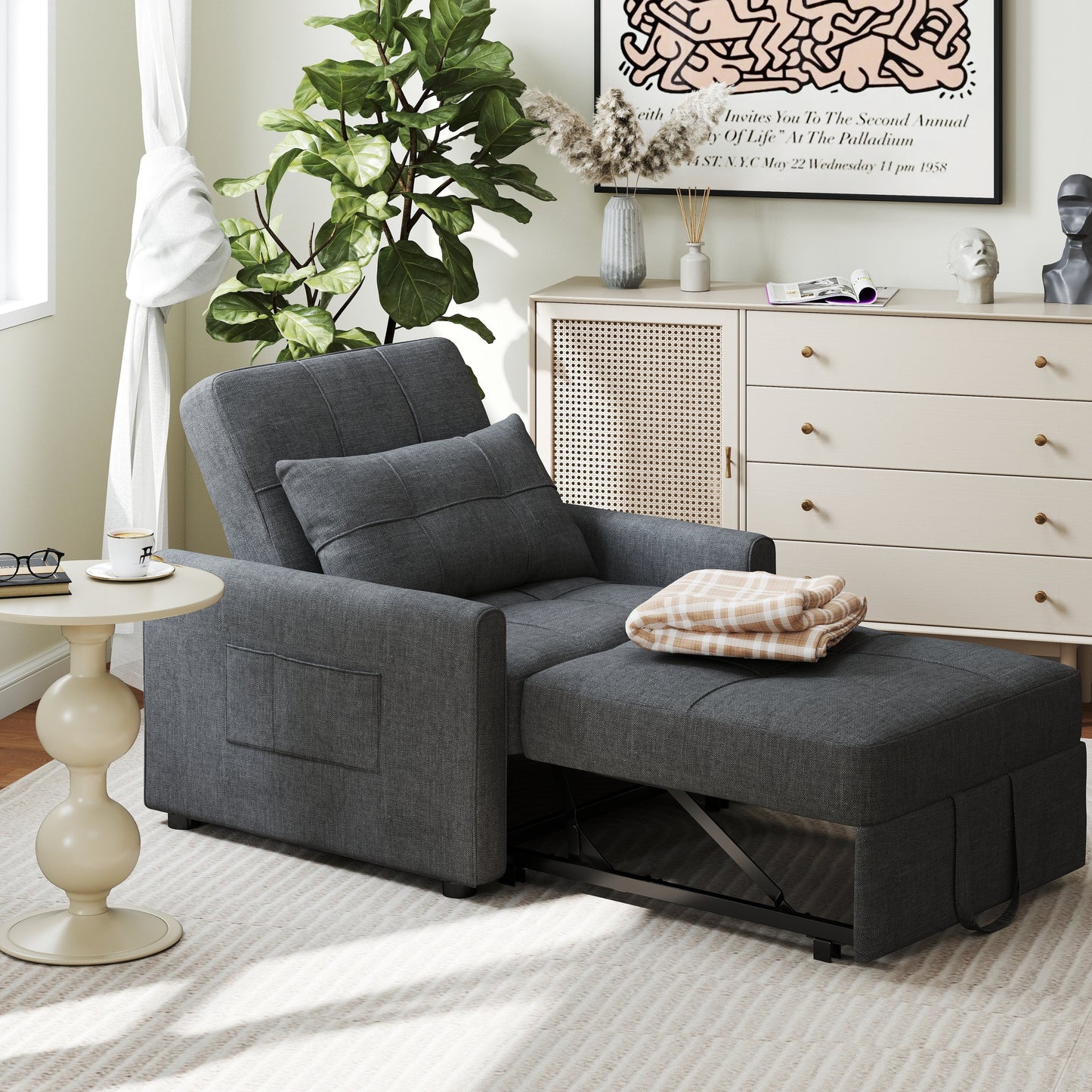 Canapé-lit 3 en 1 réglable, canapé-lit gigogne, convertible et pliable pour salon