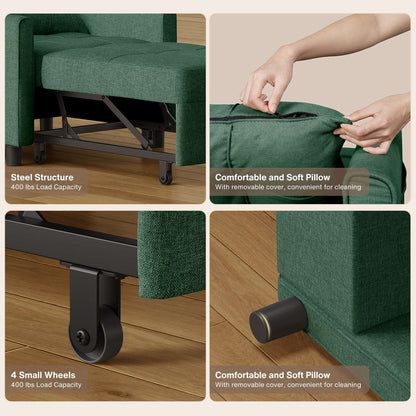 Canapé-lit 3 en 1 réglable, canapé-lit gigogne, convertible et pliable pour salon