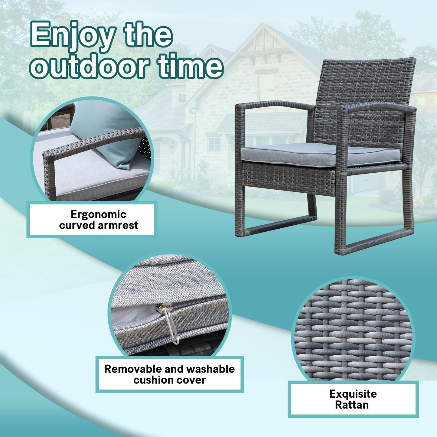 3-pc. Outdoor Cushioned Wicker Chat Set