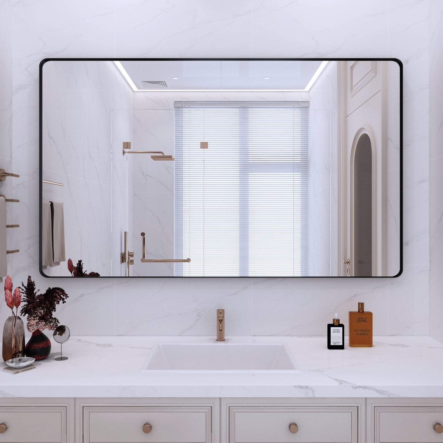 Framed Wall Mounted Bathroom Vanity Mirror
